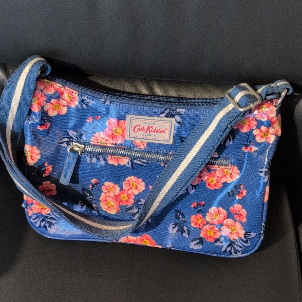 Cath Kidston Pink Floral Blue Shoulder Bag